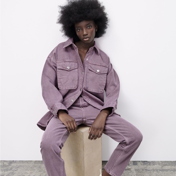 Corduroy Jacket Zara Lilac Overshirt ZARA Pink Ribbed Corduroy
